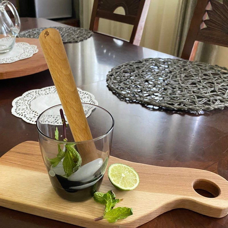 efo Wooden Muddler for Cocktails â€“ Durable Wood Ice Crusher â€“ Stylish Wooden Mojito Muddler Bar Tool â€“ Handy Cocktail Muddler- Perfect Masher Kitchen Tool for Garlic Avocado Herbs and Fruits - Image 4